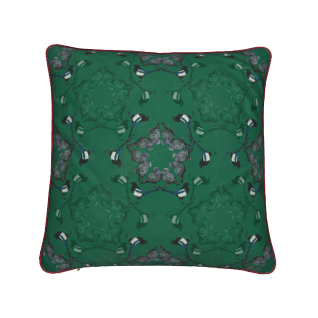 Beggars & Thieves Cushions In Verdant Green With Rose Piping