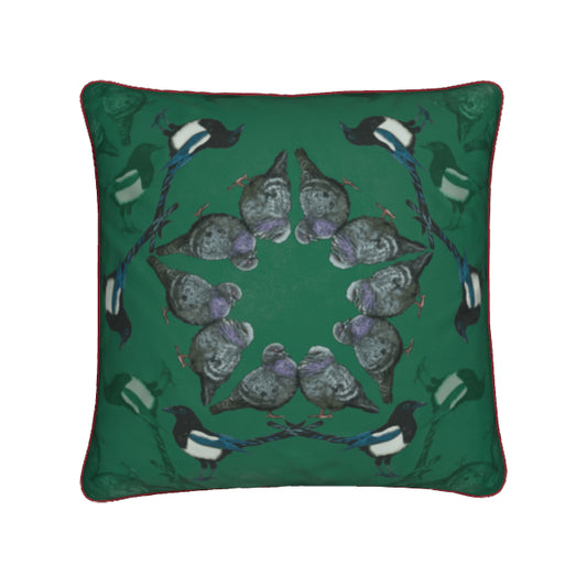 Beggars & Thieves Cushions In Verdant Green With Rose Piping